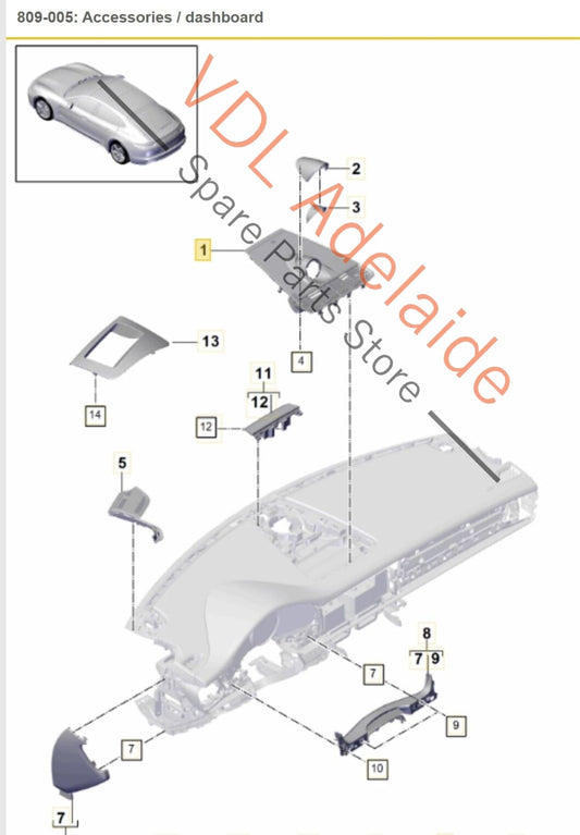 Porsche Panamera Turbo 971 Centre Dashboard Trim Cover Vent 971858122D