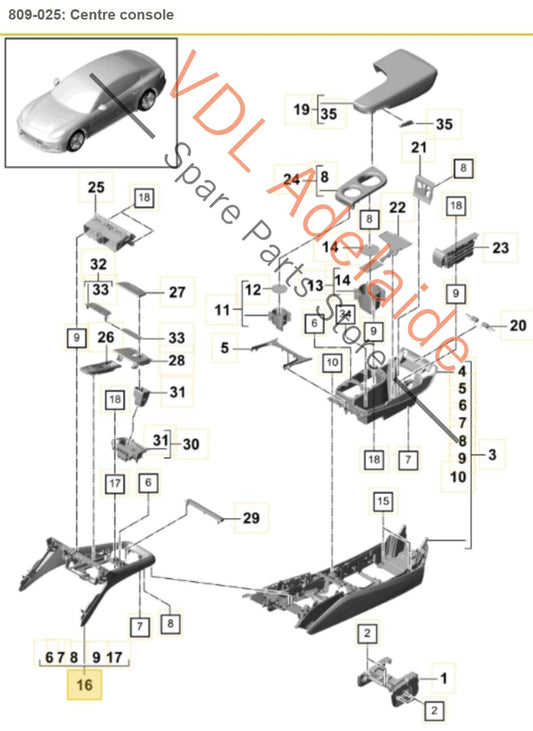 Porsche Panamera Turbo 971 Black Leather Centre Console Interior Trim