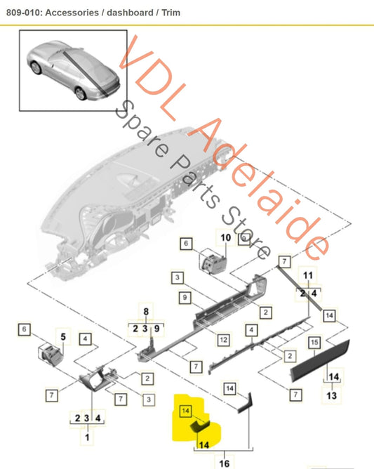 Porsche Panamera Turbo 971 Dashboard Trim Swedish Birch 971898406CCK6 for RHD