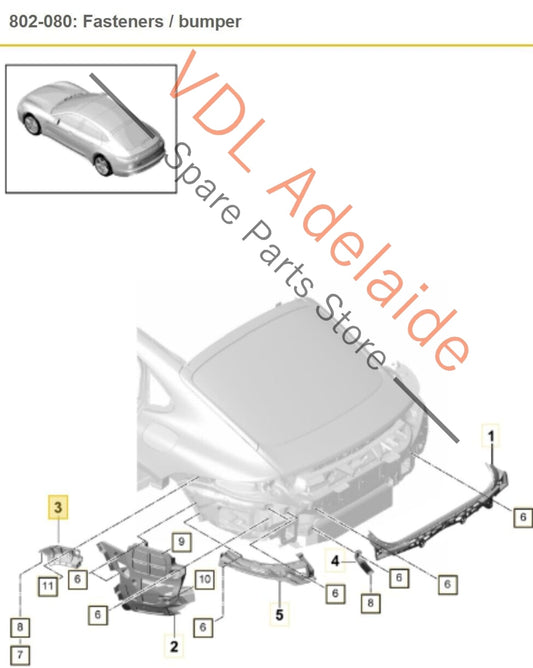 Porsche Panamera Turbo 971 Rear Bumper Guide Piece Bracket Right RHS 971807254 971807254