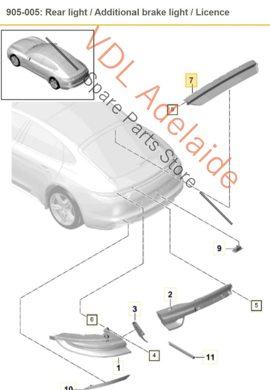 Porsche Panamera Turbo 971 Third Middle Additional Brake Light 971945087G 971945087G