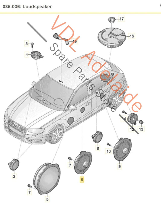 Audi RS3 8V AC Set of Bang & Olufsen Speaker Package with Woofer