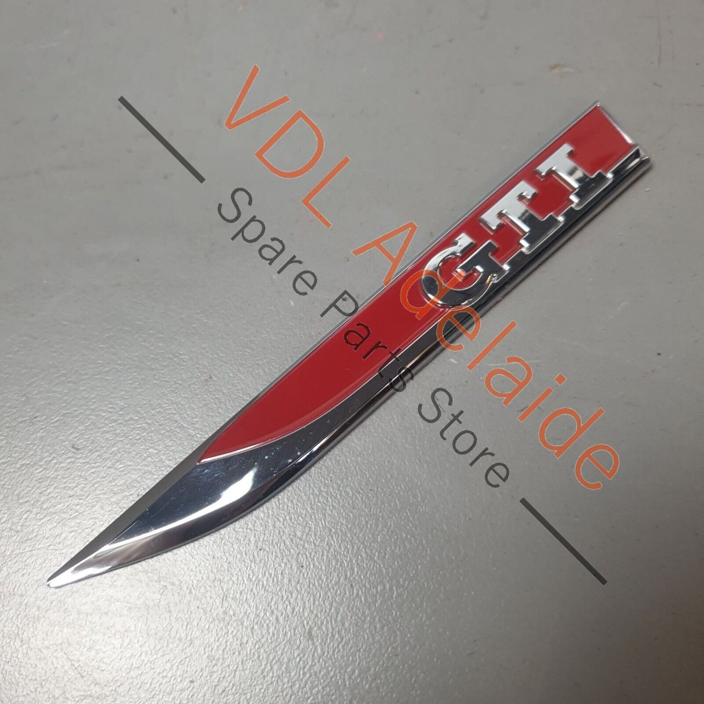 VW Polo GTi Mk5 6R Front Left Fender Guard GTI Badge, Chrome Shine Tornado Red 6C0853688A