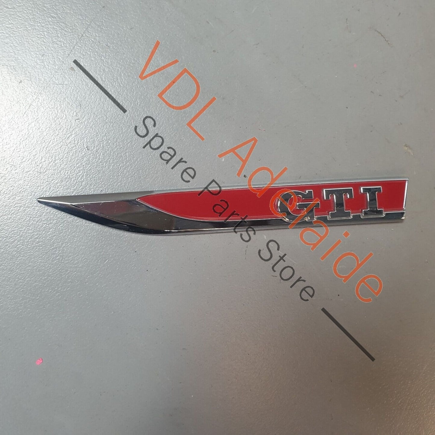 VW Polo GTi Mk5 6R Front Left Fender Guard GTI Badge, Chrome Shine Tornado Red 6C0853688A