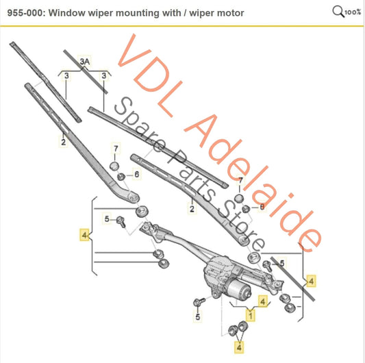 Audi A8 4H 2010-2017 Windscreen Wiper Motor & Linkages for RHD 4H2955023C