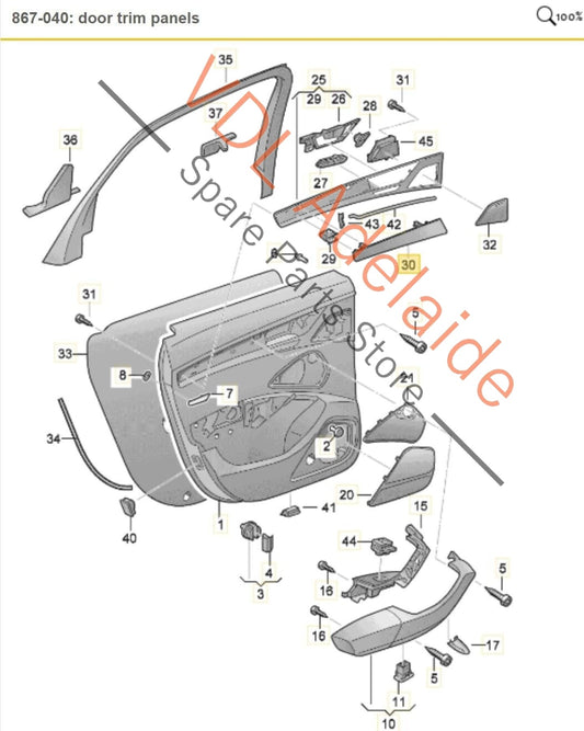 Audi A8 4H Rear Right Door Trim Insert Wood Ash Grain Balsamico Brown 4H0867420E