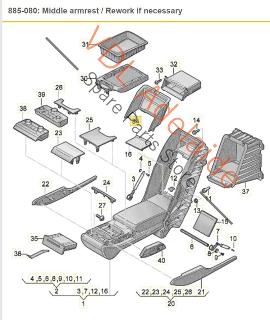 Audi A8 4H Rear Arm Rest Console Lid Box Cabinet 4H0886828A DF3 Picco brown 4H0886828ADF3