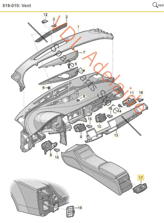 Audi A8 4H Rear Seat Passenger Air AC Vent Centre Middle 4H0819203B WVF 4H0819203B
