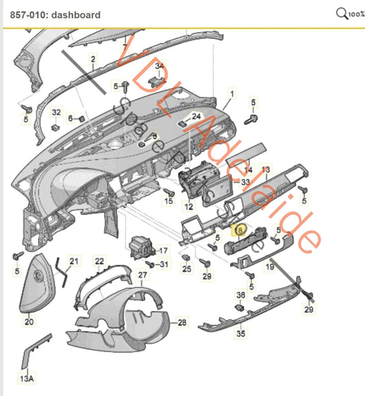 Audi A8 4H Centre Dash Flip Down Open Panel for Main MIB Unit 4H0858381A