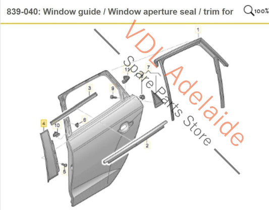 Audi S3 8V.5 Left Rear Door B Pillar Trim Black Gloss 8V4839901B 5FQ