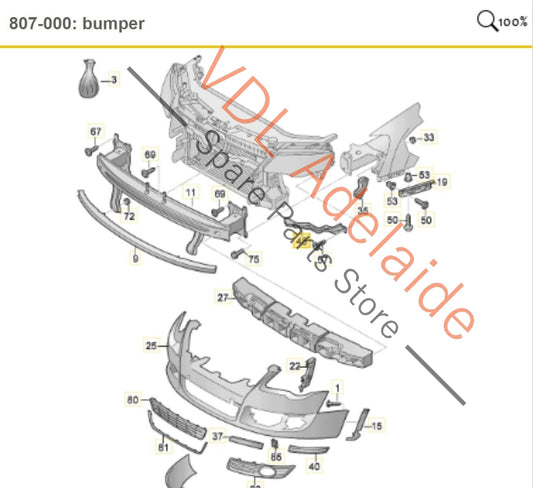 VW R36 Passat 3C B6 Right Front Bumper Profile Guide Bracket 3C0807890A 3C0807890A