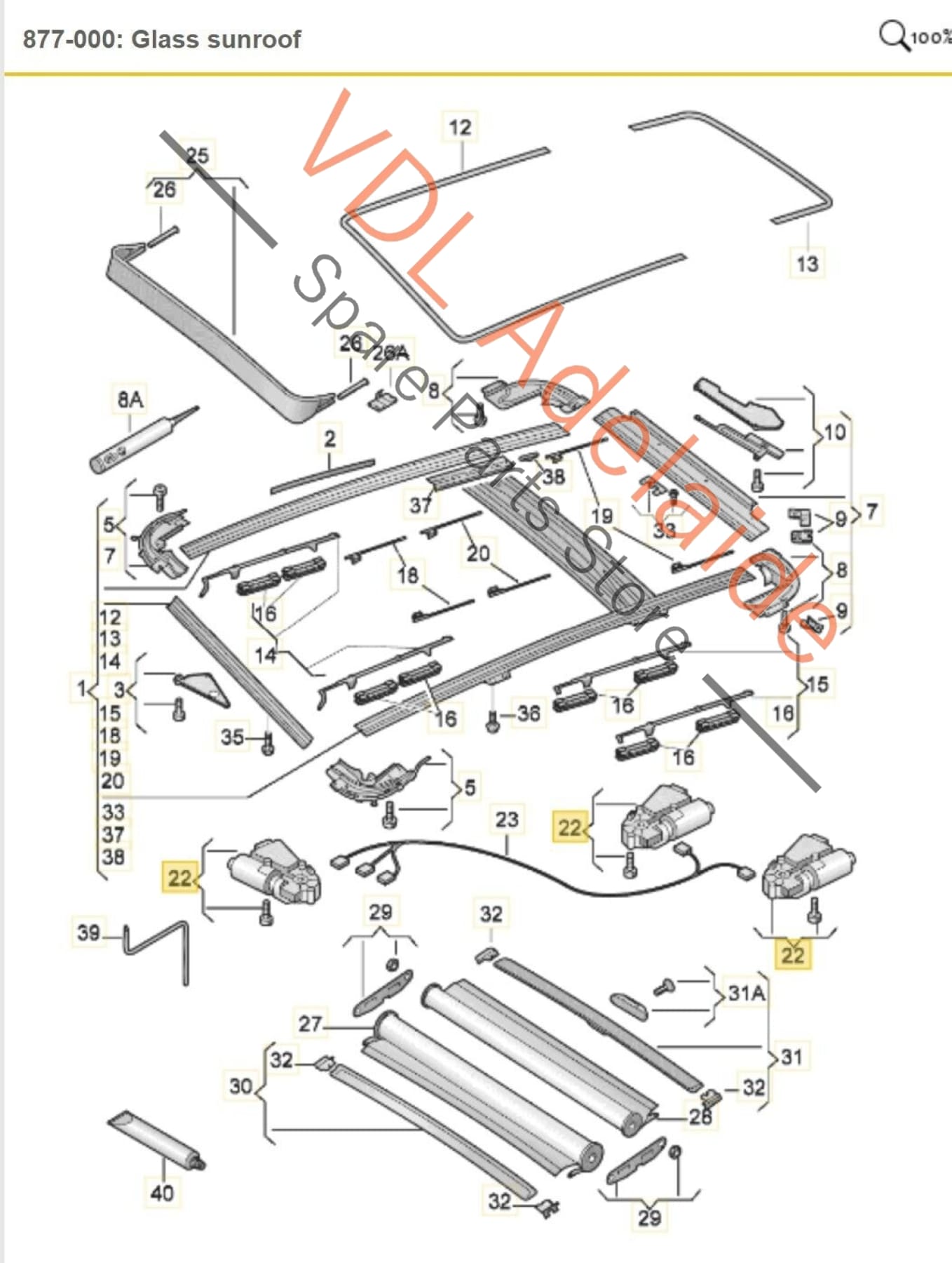Audi Q7 6.0L V12 4L Sliding Glass Sunroof Roof / Roller Blind Motor 4L0959591A 4L0959591A