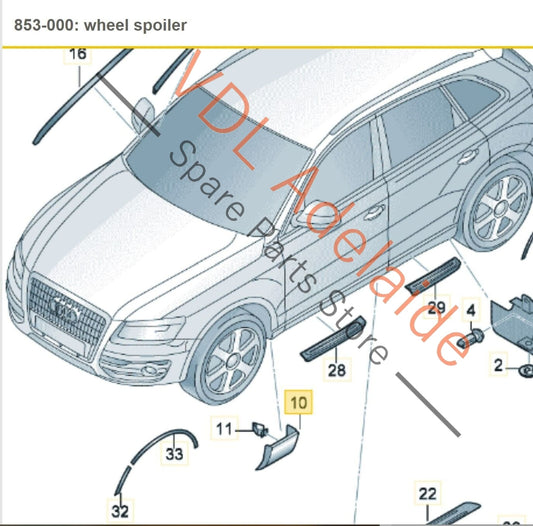 Audi Q7 6.0L V12 4L Right Front Fender Lower Trim Lining Molding 4L0854960E 4L0854960E