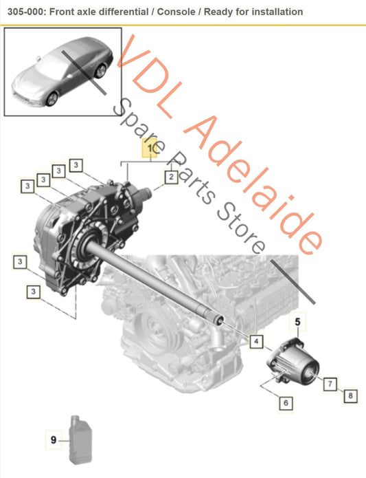 Porsche Panamera 971 Front Differential Diff Axle 9A740950500 PAC409505A