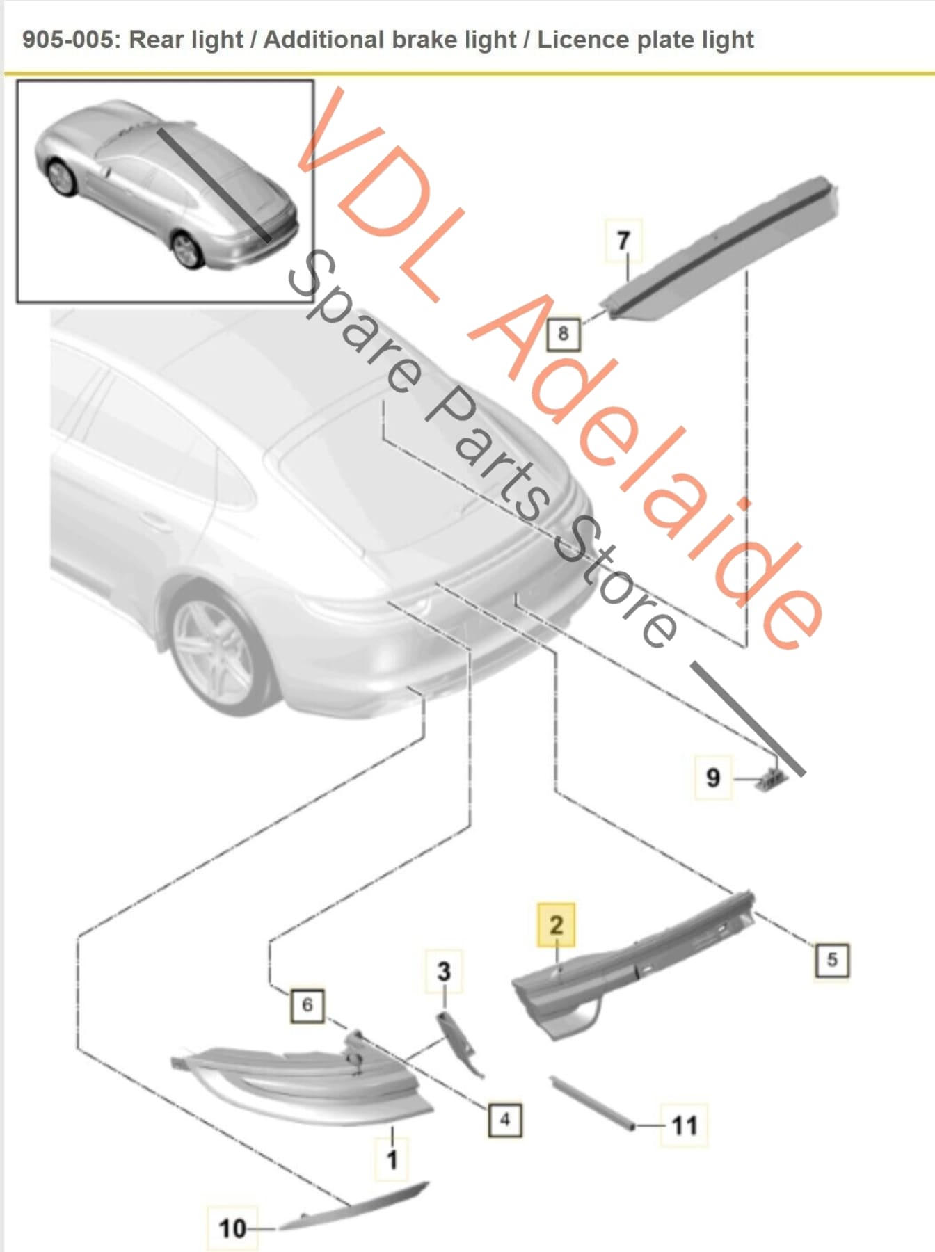Genuine OEM Porsche Panamera 971 Rear Right Inner LED Tail Light Taillight Lamp