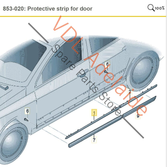VW R36 Passat 3C B6 Chrome Protective Strip for Front Right Door 3C0853516C 3C0853516C