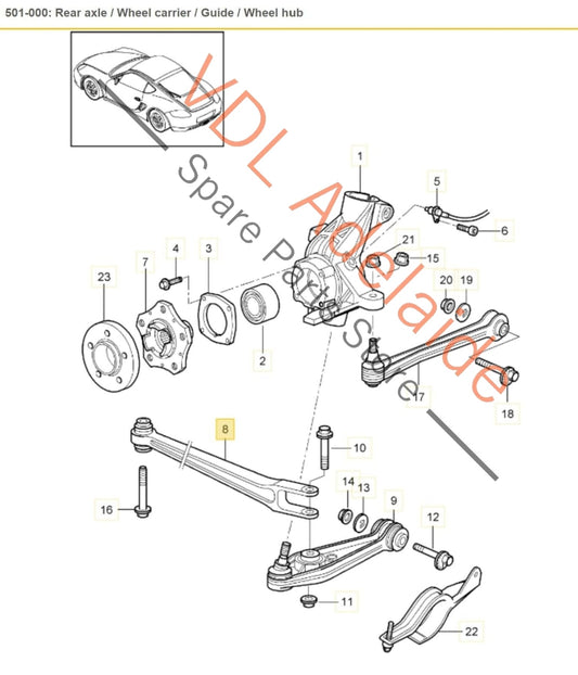 Porsche Cayman R 987 Pair of Rear Suspension Lower Control Arms 98733104303 98733104303