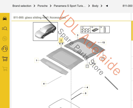 Porsche Panamera 971 2017-2020 Panoramic Glass Sunroof Roof Window