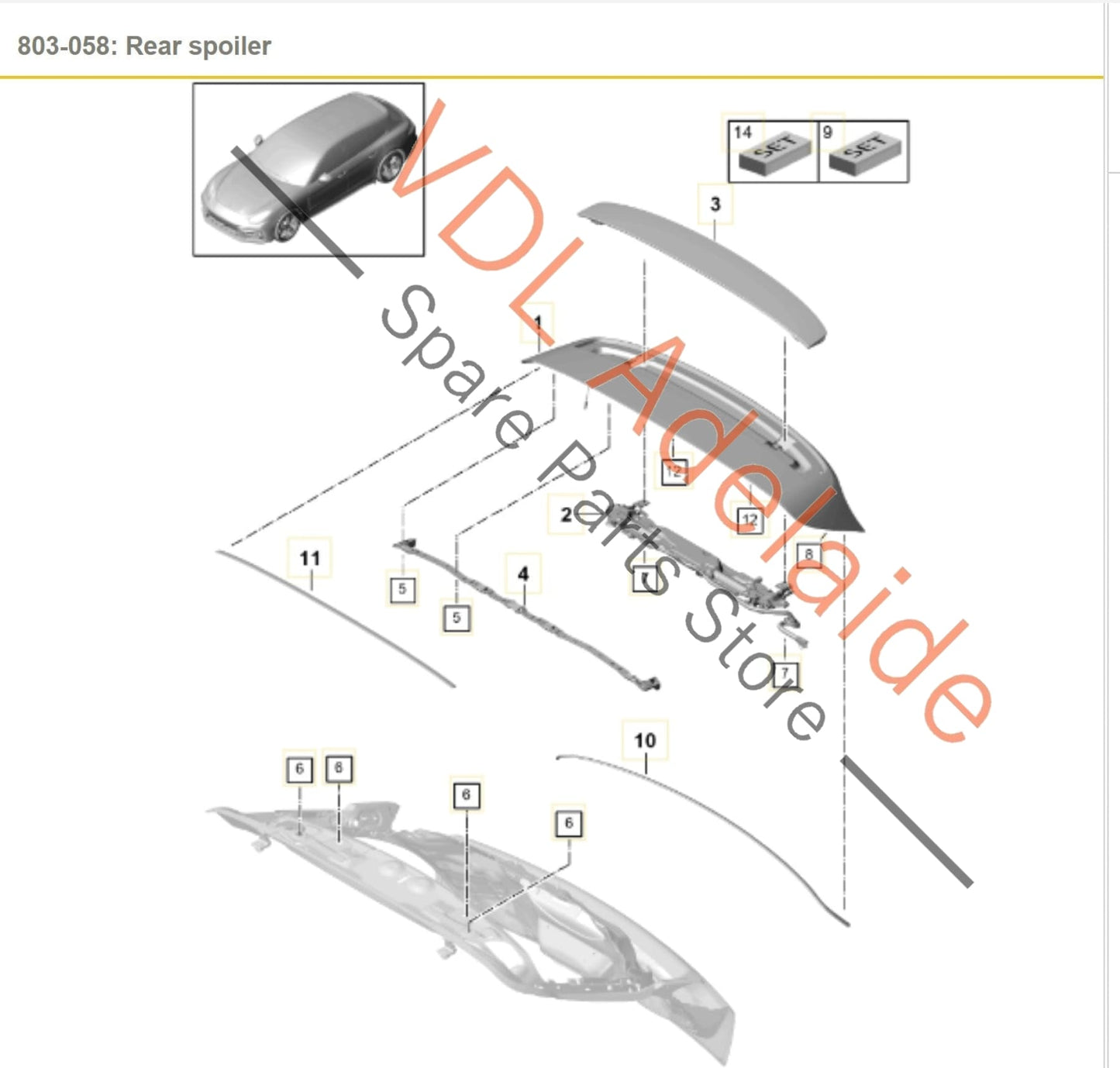 Porsche Panamera 971 2017-2020 Automatic Rear Spoiler with Drive Unit