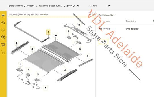 Porsche Panamera Turismo 971 2017-2020 Front Sunroof Pop Up Wind Deflector