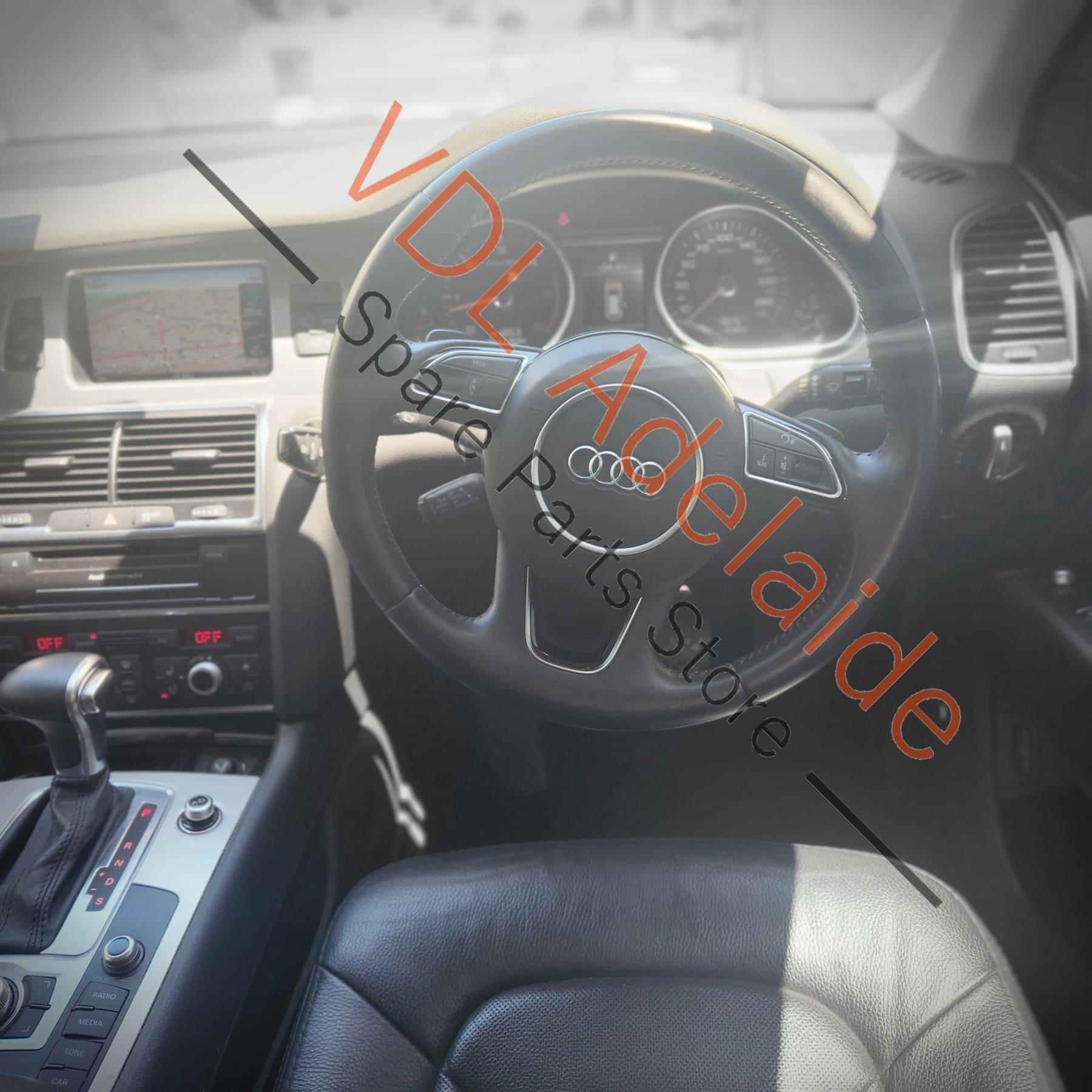 4L0419091AQCJM 4L0951523DXHA   Audi Q7 S-Line 3x Spoke Steering Wheel Black Leather 4L0419091AQ 4L0951523D XHA
