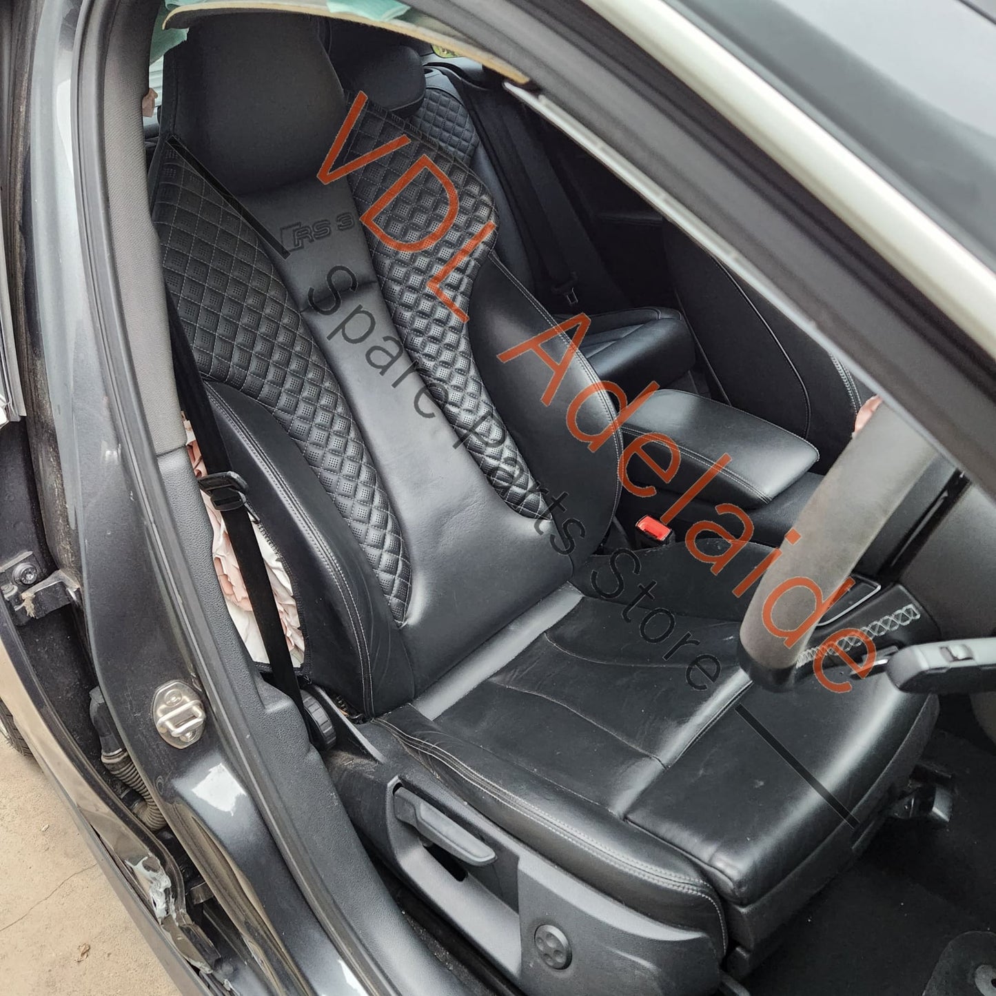 Audi RS3 8V Set of Diamond Stitch Seats Front & Back Black Leather ***CONDITION POOR***