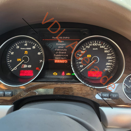 4E0920931N    Audi S8 V10 D3 Instrument Cluster Dash Screen 300kmh 4E0920931N