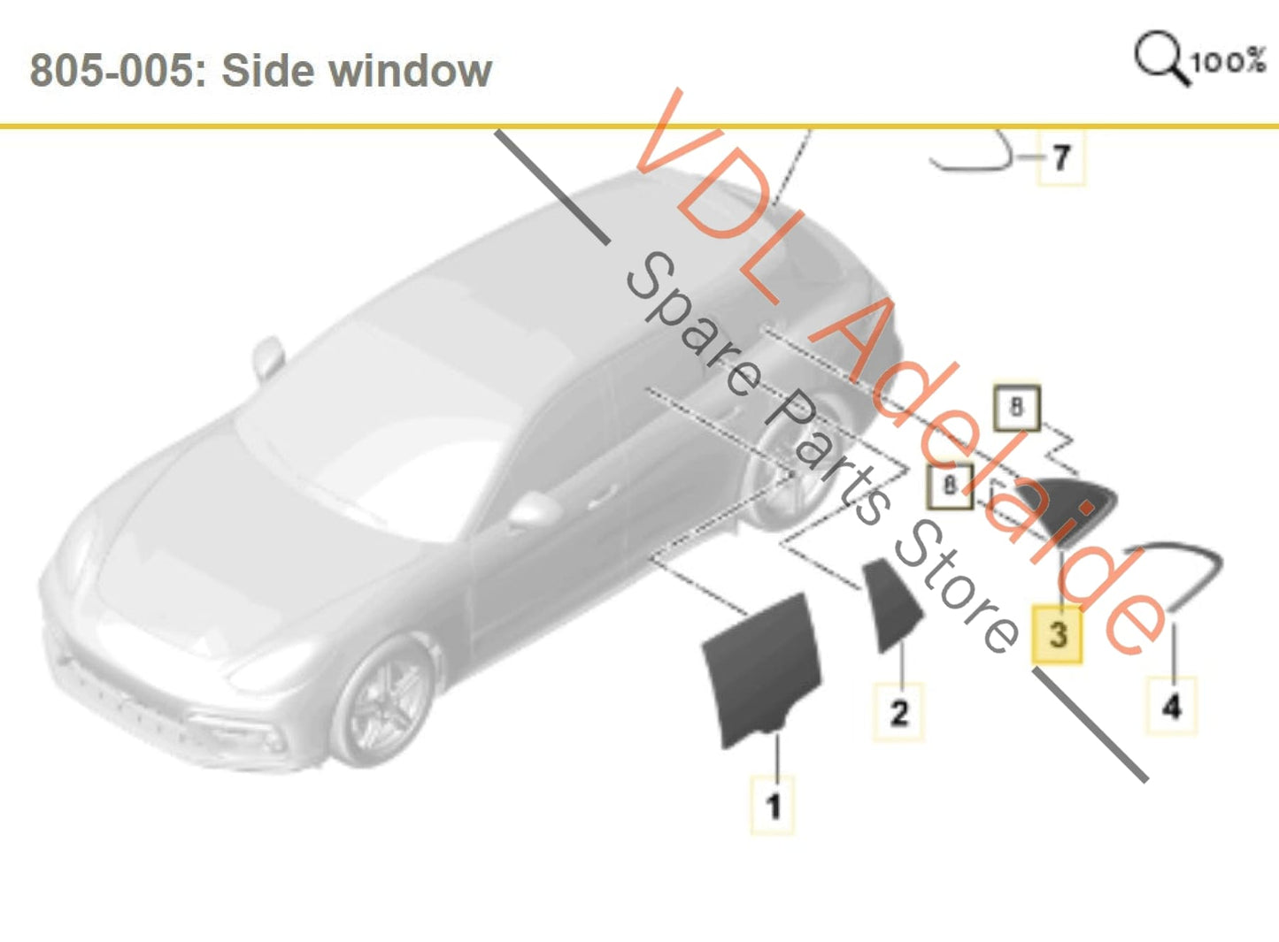 Porsche Panamera Turismo Rear Left Side Window 974845297G