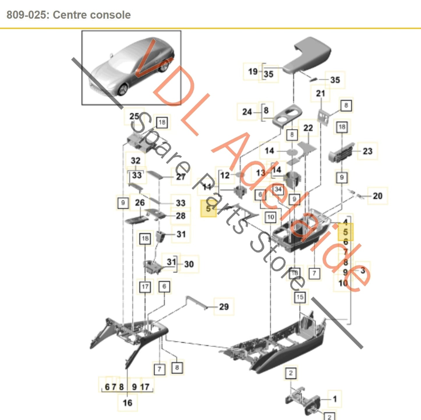 Porsche Panamera Centre Console Cover Trim 971863505