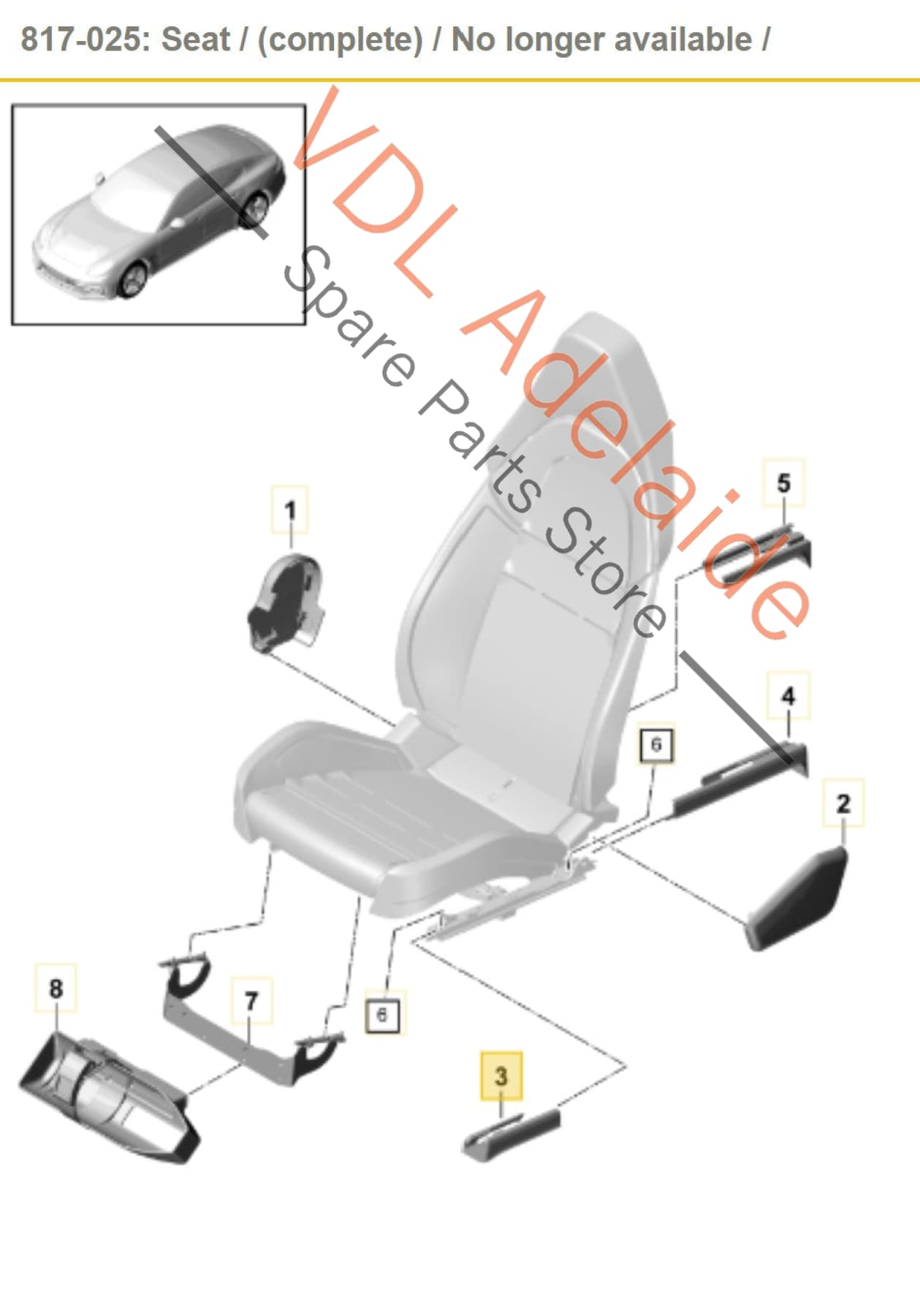 Porsche Panamera 971 Cover for Seat Guide Rail Right Front 971881478A