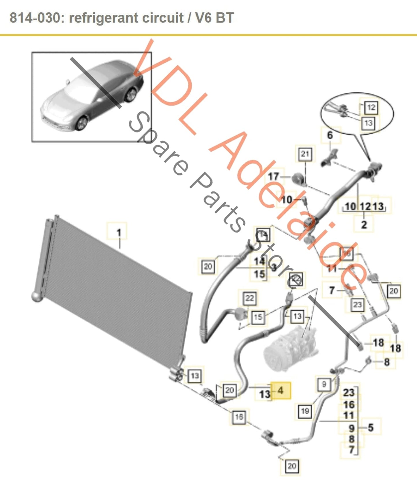 Porsche Panamera 971 V6 Air Conditioning Pipe Discharge Line 971260710A