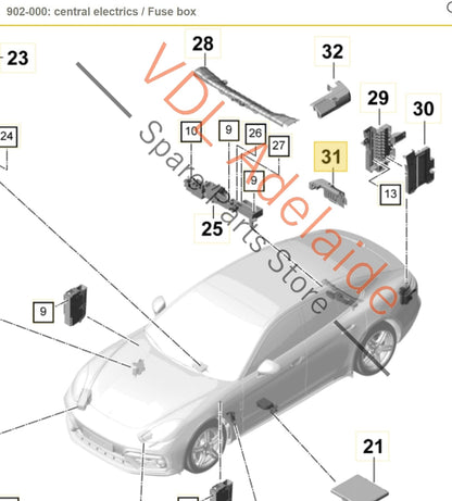 Porsche Panamera 971 Rear Fuse Board for Central Protection Pyrotechnic Battery Isolation 971915459A