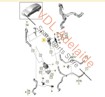 Porsche Cooling System Shut off Valve shut-off 9A790645710