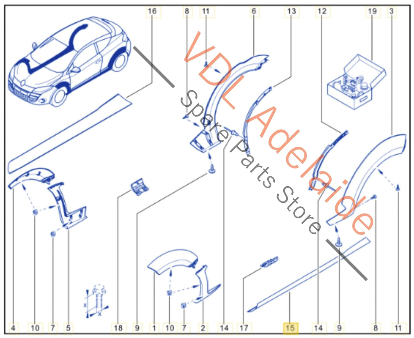 Renault Megane MK3 III RS250 RS265 RS275 Left Side Exterior Sill Trim Cover Molding Flare Bodykit