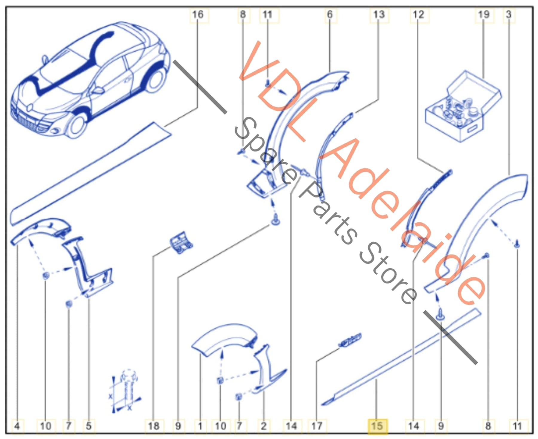 Renault Megane MK3 III RS250 RS265 RS275 Left Side Exterior Sill Trim Cover Molding Flare Bodykit