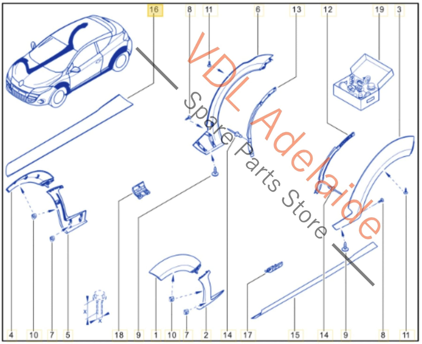 Renault Megane MK3 III RS250 RS265 RS275 Right Side Exterior Sill Trim Cover Molding Flare Bodykit