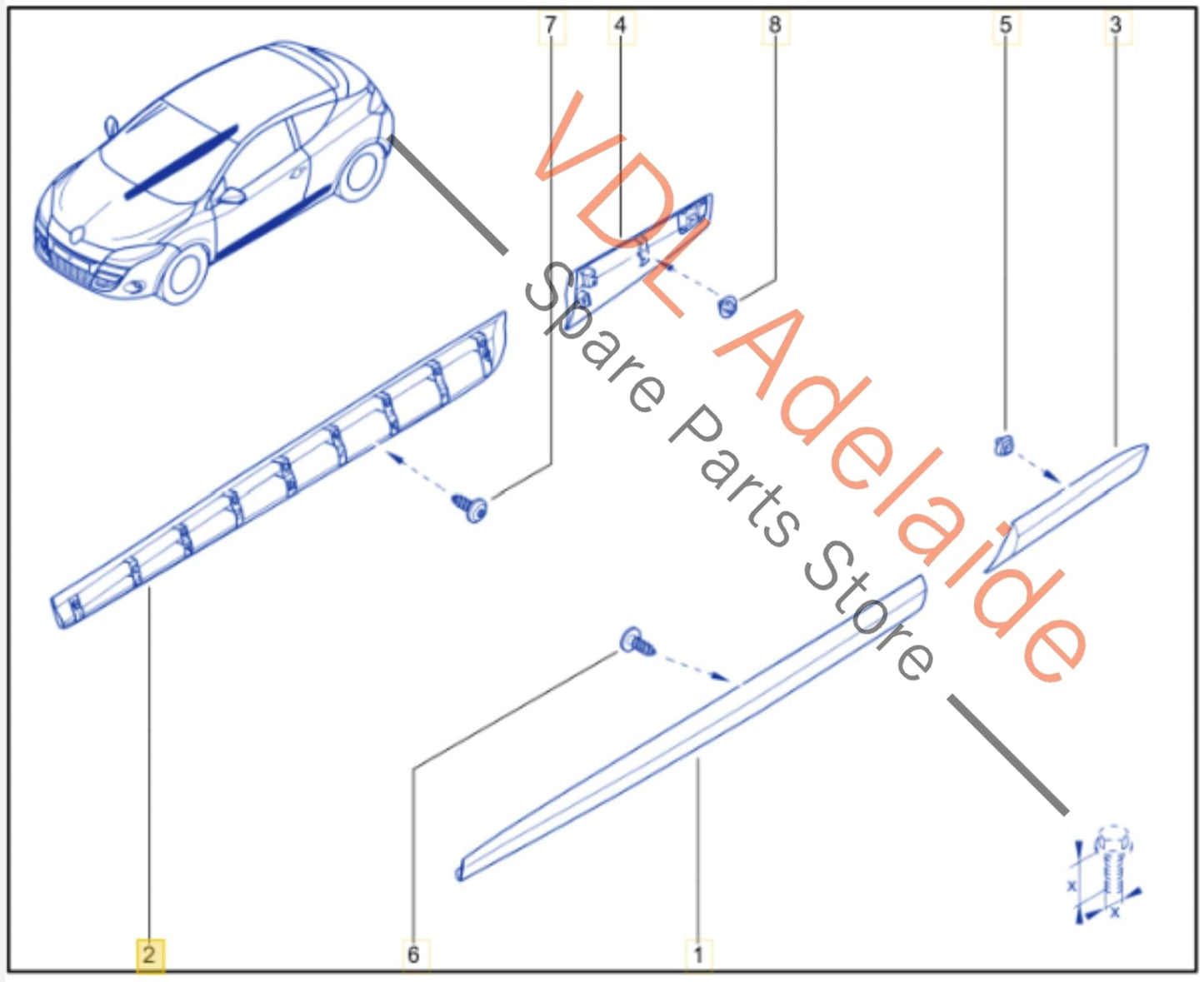 Renault Megane MK3 III RS250 RS265 RS275 Right Side Door Exterior Trim Molding Flare Bodykit