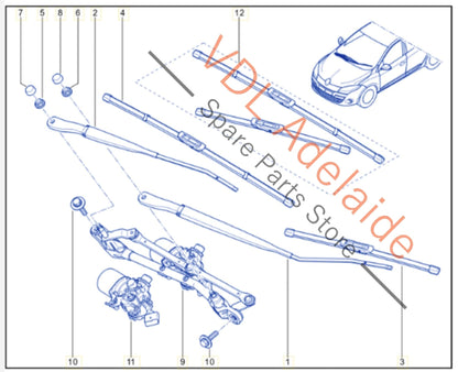 Renault Megane MK3 III Windscreen Wiper Set for RHD 288868844R 288812827R