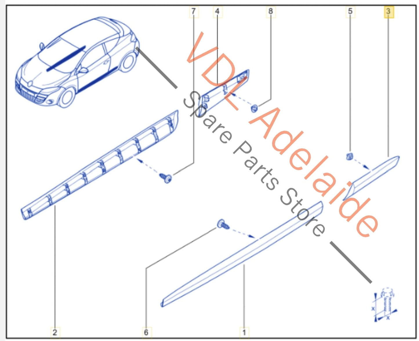 Renault Megane Left Side Rear Exterior Body Molding 768579138R 768570131R