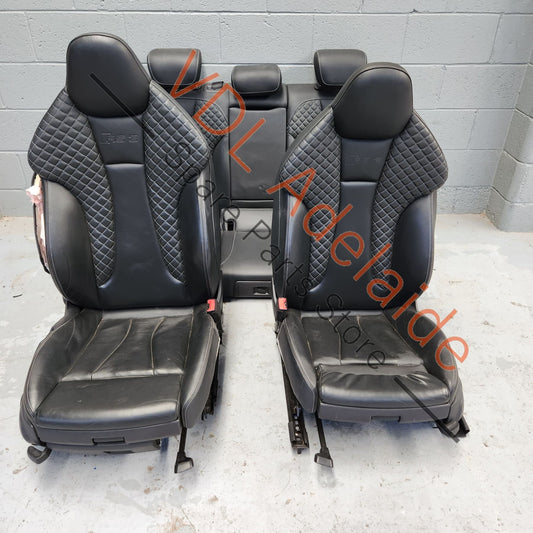 Audi RS3 8V Set of Diamond Stitch Seats Front & Back Black Leather ***CONDITION POOR***