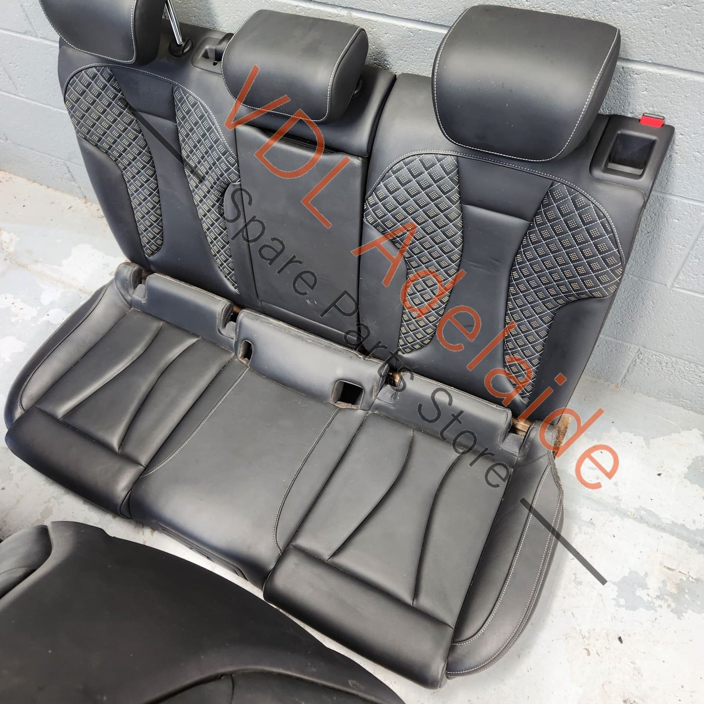 Audi RS3 8V Set of Diamond Stitch Seats Front & Back Black Leather ***CONDITION POOR***