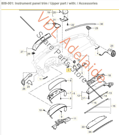 Porsche Cayman Boxster Dash Trim Drivers Side Inner for RHD 98755238402