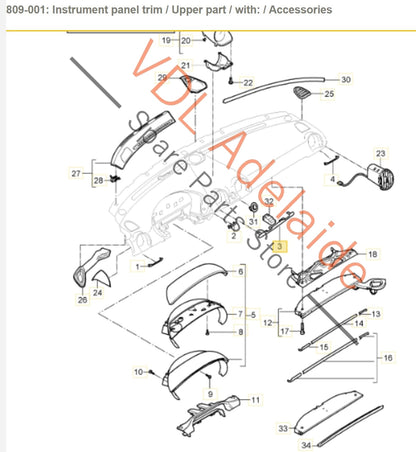 Porsche Cayman Boxster Dash Trim Centre 98755258502