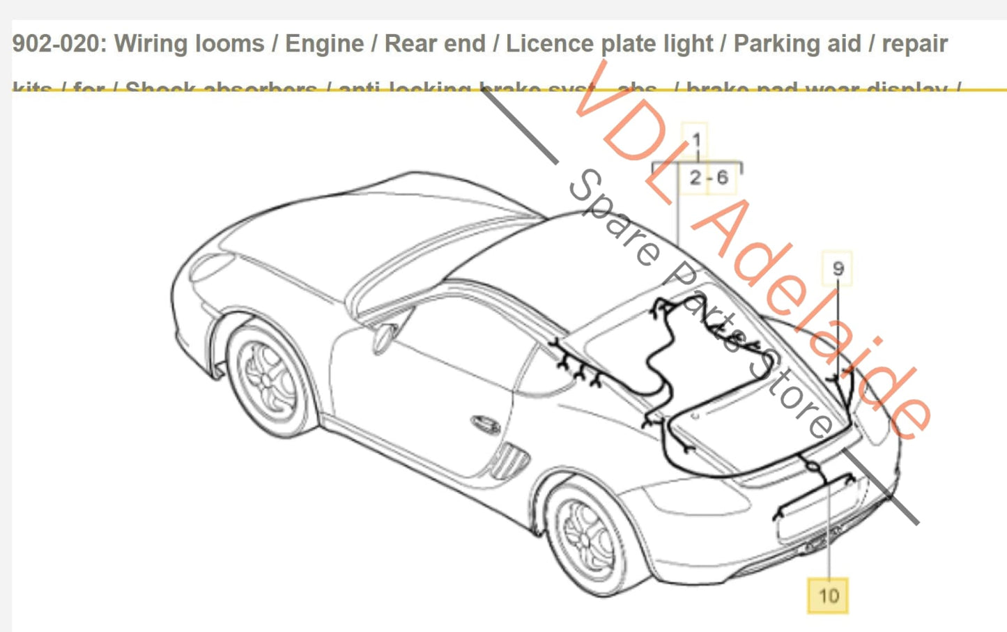 Porsche 911 Cayman Boxster Rear Parking Sensor Harness 99761266125