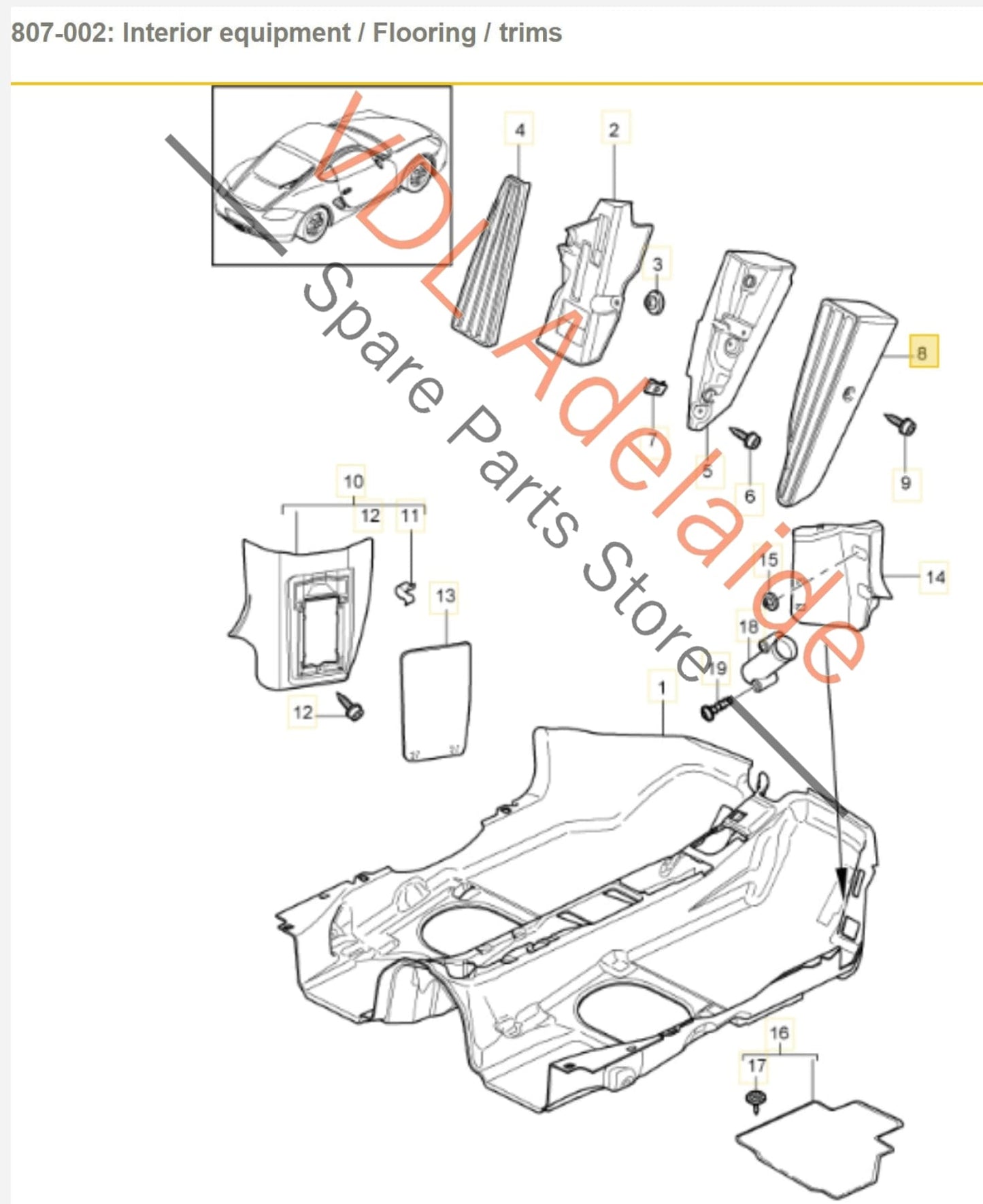 Porsche Cayman Boxster 911 Foot Rest Cover 99755161200