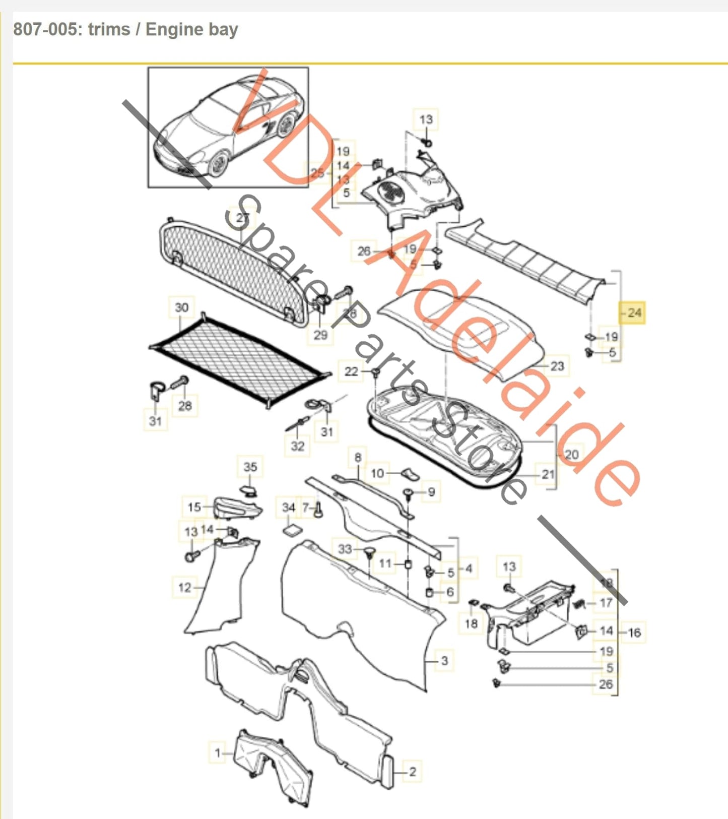 Porsche Cayman Boxster Rear Luggage Compartment Cover Trim Stainless Steel