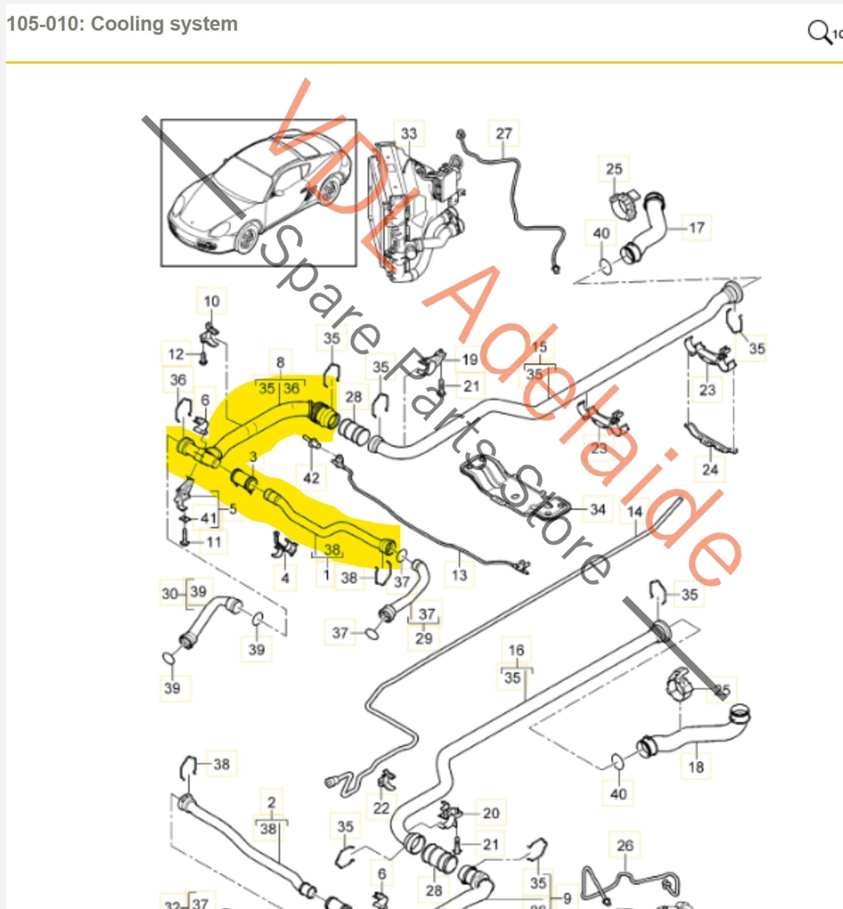 Porsche Cayman Boxster 911 Coolant Hose Tube Feed