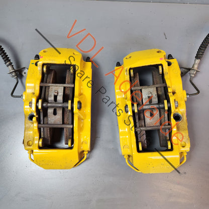 Pair of Yellow 6 Pot Piston Porsche 911 Front Ceramic Brake Calipers PCCB