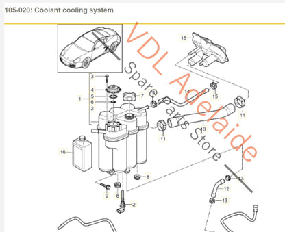 Porsche Cayman Boxster Coolant Expansion Tank 98710604703