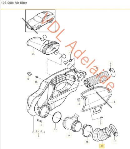 Porsche Cayman Boxster Air Filter Duct Pipe Hose 98711027030